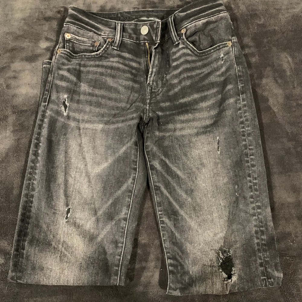 American Eagle Men's Black Distressed Jeans